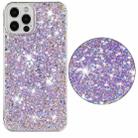 For iPhone 11 Pro Max Transparent Frame Glitter Powder TPU Phone Case(Purple) - 2