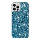 For iPhone 12 Pro Max Transparent Frame Glitter Powder TPU Phone Case(Blue) - 1