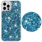 For iPhone 12 Pro Max Transparent Frame Glitter Powder TPU Phone Case(Blue) - 2