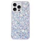 For iPhone 13 Pro Max Transparent Frame Glitter Powder TPU Phone Case(White) - 1