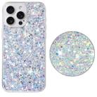 For iPhone 13 Pro Max Transparent Frame Glitter Powder TPU Phone Case(White) - 2