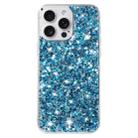 For iPhone 13 Pro Max Transparent Frame Glitter Powder TPU Phone Case(Blue) - 1