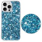For iPhone 13 Pro Transparent Frame Glitter Powder TPU Phone Case(Blue) - 2