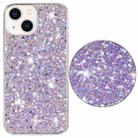 For iPhone 14 Transparent Frame Glitter Powder TPU Phone Case(Purple) - 2