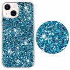 For iPhone 14 Transparent Frame Glitter Powder TPU Phone Case(Blue) - 2