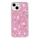 For iPhone 14 Plus Transparent Frame Glitter Powder TPU Phone Case(Pink) - 1