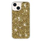 For iPhone 14 Plus Transparent Frame Glitter Powder TPU Phone Case(Gold) - 1
