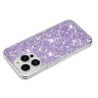 For iPhone 14 Pro Transparent Frame Glitter Powder TPU Phone Case(Purple) - 3