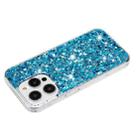 For iPhone 14 Pro Transparent Frame Glitter Powder TPU Phone Case(Blue) - 3