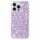 For iPhone 14 Pro Max Transparent Frame Glitter Powder TPU Phone Case(Purple) - 1