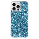 For iPhone 14 Pro Max Transparent Frame Glitter Powder TPU Phone Case(Blue) - 1