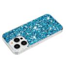 For iPhone 14 Pro Max Transparent Frame Glitter Powder TPU Phone Case(Blue) - 3