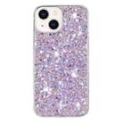 For iPhone 15 Transparent Frame Glitter Powder TPU Phone Case(Purple) - 1