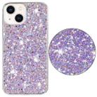 For iPhone 15 Transparent Frame Glitter Powder TPU Phone Case(Purple) - 2