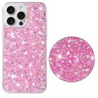 For iPhone 15 Pro Transparent Frame Glitter Powder TPU Phone Case(Pink) - 2