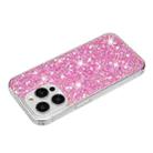 For iPhone 15 Pro Transparent Frame Glitter Powder TPU Phone Case(Pink) - 3