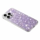 For iPhone 15 Pro Transparent Frame Glitter Powder TPU Phone Case(Purple) - 3