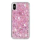 For iPhone X Transparent Frame Glitter Powder TPU Phone Case(Pink) - 1