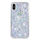 For iPhone X Transparent Frame Glitter Powder TPU Phone Case(White) - 1