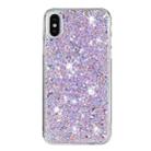 For iPhone X Transparent Frame Glitter Powder TPU Phone Case(Purple) - 1