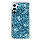 For iPhone X Transparent Frame Glitter Powder TPU Phone Case(Blue) - 1