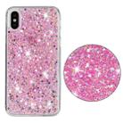 For iPhone XS Max Transparent Frame Glitter Powder TPU Phone Case(Pink) - 2