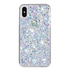 For iPhone XR Transparent Frame Glitter Powder TPU Phone Case(White) - 1