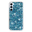 For iPhone XR Transparent Frame Glitter Powder TPU Phone Case(Blue) - 1