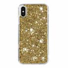 For iPhone XR Transparent Frame Glitter Powder TPU Phone Case(Gold) - 1