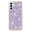 For Samsung Galaxy A14 5G Transparent Frame Glitter Powder TPU Phone Case(Purple) - 1
