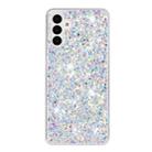 For Samsung Galaxy A15 4G / A15 5G Transparent Frame Glitter Powder TPU Phone Case(White) - 1