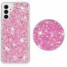 For Samsung Galaxy A34 5G Transparent Frame Glitter Powder TPU Phone Case(Pink) - 2