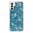 For Samsung Galaxy A34 5G Transparent Frame Glitter Powder TPU Phone Case(Blue) - 1