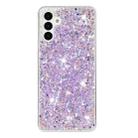 For Samsung Galaxy A54 5G Transparent Frame Glitter Powder TPU Phone Case(Purple) - 1