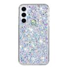 For Samsung Galaxy S23 5G Transparent Frame Glitter Powder TPU Phone Case(White) - 1