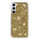 For Samsung Galaxy S23 5G Transparent Frame Glitter Powder TPU Phone Case(Gold) - 1