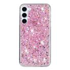 For Samsung Galaxy S23+ 5G Transparent Frame Glitter Powder TPU Phone Case(Pink) - 1