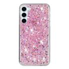 For Samsung Galaxy S24 5G Transparent Frame Glitter Powder TPU Phone Case(Pink) - 1