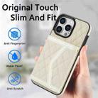 For iPhone 12 Pro Max Splicing Rhombic Texture Card Bag Phone Case with Long Lanyard(Beige) - 2