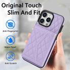 For iPhone 12 mini Splicing Rhombic Texture Card Bag Phone Case with Long Lanyard(Purple) - 2