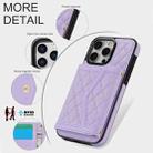 For iPhone 12 mini Splicing Rhombic Texture Card Bag Phone Case with Long Lanyard(Purple) - 3