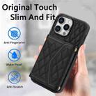 For iPhone 12 mini Splicing Rhombic Texture Card Bag Phone Case with Long Lanyard(Black) - 2