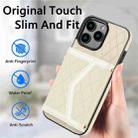 For iPhone 16 Pro Max Splicing Rhombic Texture Card Bag Phone Case with Long Lanyard(Beige) - 2