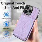 For iPhone 16 Pro Splicing Rhombic Texture Card Bag Phone Case with Long Lanyard(Purple) - 2