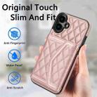 For iPhone 16 Plus Splicing Rhombic Texture Card Bag Phone Case with Long Lanyard(Rose Gold) - 2