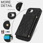 For iPhone 16e Splicing Rhombic Texture Card Bag Phone Case with Long Lanyard(Black) - 3