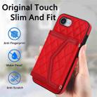 For iPhone 16e Splicing Rhombic Texture Card Bag Phone Case with Long Lanyard(Red) - 2