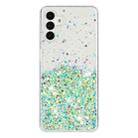 For Samsung Galaxy A04S Transparent Frame Noctilucent Glitter Powder TPU Phone Case(Green) - 2