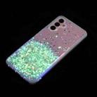 For Samsung Galaxy A04S Transparent Frame Noctilucent Glitter Powder TPU Phone Case(Green) - 3