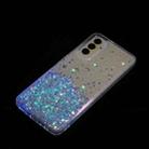 For Samsung Galaxy A05s Transparent Frame Noctilucent Glitter Powder TPU Phone Case(Blue) - 3